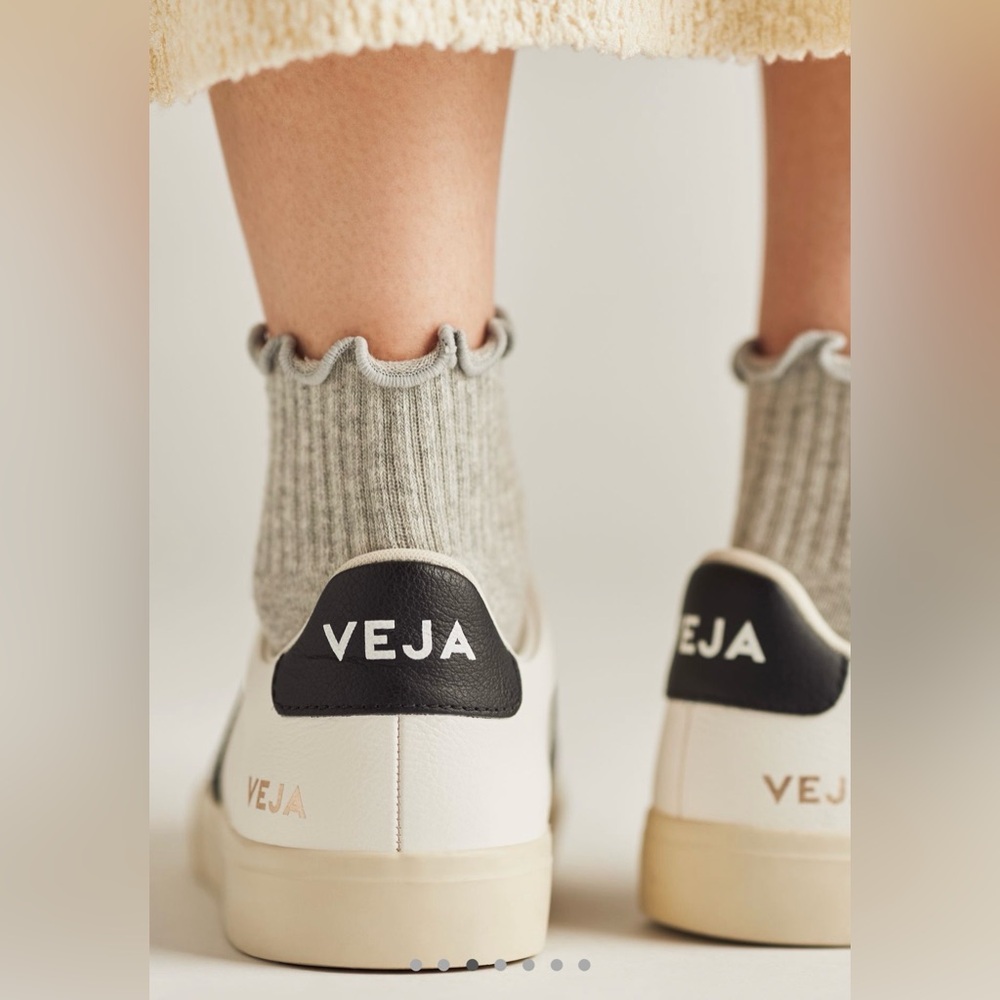 Veja Women's White Sneaker with Black V Detail - Picture 3 of 11